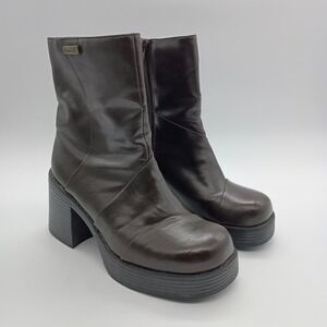 Mudd Lennex Vintage 90s Y2K Brown Chunky Platform Block Heel Boots Womens 6.5M